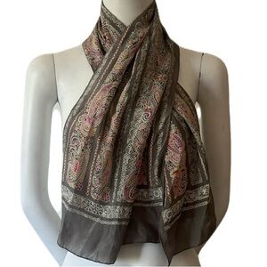 Echo Elegant Paisley Scarf - Gray and Pink